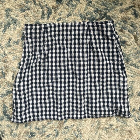American Eagle  Womens gingham navy mini skirt size zipper fully lined medium - Picture 8 of 10